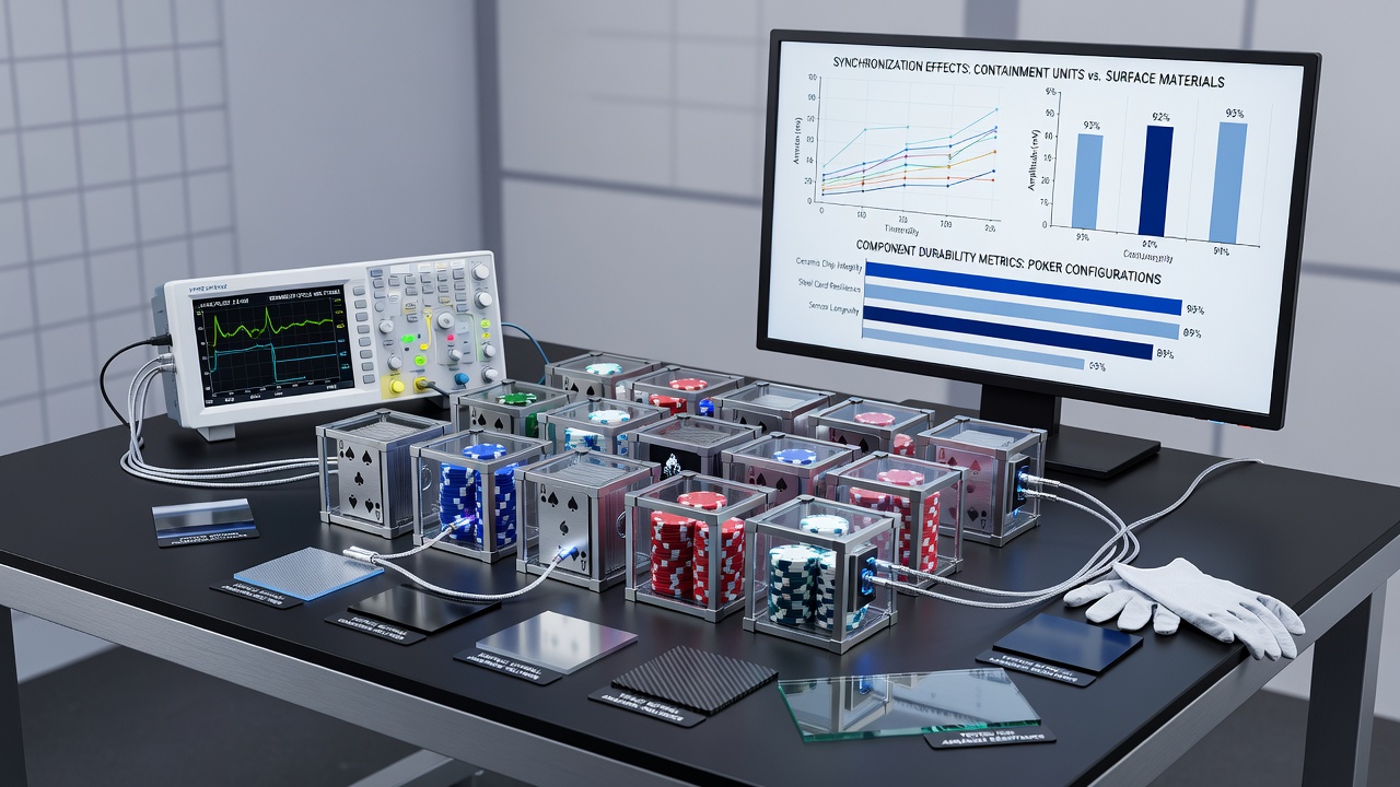 Detailed view of poker containment units aligned with surface materials showing synchronized component interfaces